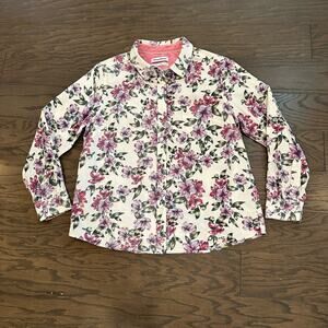 Tommy Bahama Woman’s Reverse Corduroy Floral Button Down Shirt Size Large